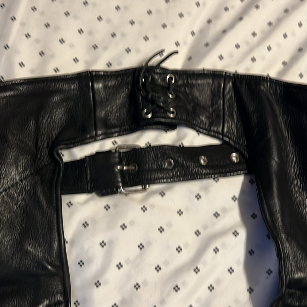 Black Leather Motorcycle Chaps - image 1